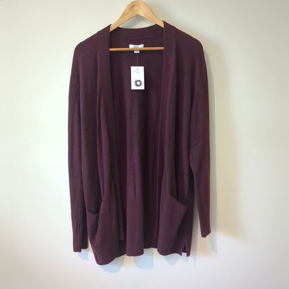 Craft & Barrow Plum Burgundy Long Sleeve Open Cardigan Size L